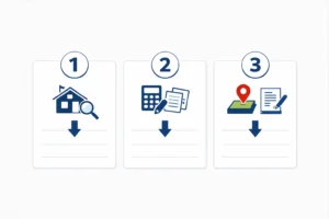 展示場前・見積比較中・土地契約が近いの3タイプに分けて次の一手を整理する図
