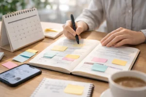 住宅会社との接触履歴を整理しているイメージ