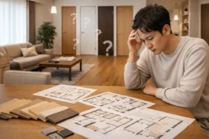 建具選びで後悔しないか検討しているイメージ