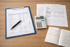 見積と総額を確認しながら住宅購入を検討しているイメージ