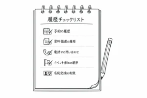 初回接触の履歴を整理するためのチェックリストのイメージ