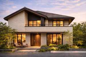 ベルバーン外壁のやわらかな質感と上質感が伝わる住宅外観イメージ