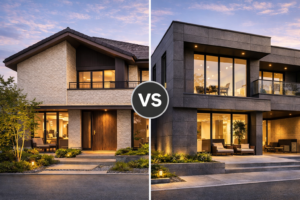 ベルバーンとダインコンクリートの外観の違いを比較するイメージ