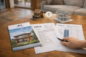 シャーウッドと鉄骨住宅や他社を比較検討しているイメージ