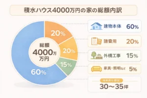 積水ハウス4000万円の家の総額内訳イメージ図（諸費用含む）