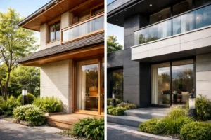 外壁材の違いとメンテナンス性を比較するイメージ