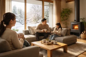 断熱性能と住み心地の違いをイメージした暖かい室内空間