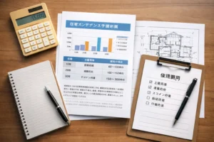 住宅の修理費用とメンテナンス予算を整理するイメージ