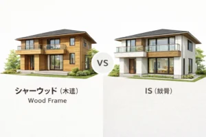 積水ハウスのシャーウッド（木造）とIS（鉄骨）の外観イメージ比較