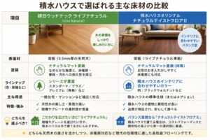 積水ハウスの標準床材の違いイメージ