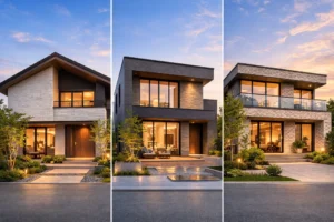 積水ハウスの外壁選びをイメージしたモダン住宅の外観比較イメージ