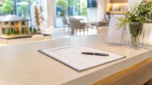 展示場のアンケート用紙をイメージする写真