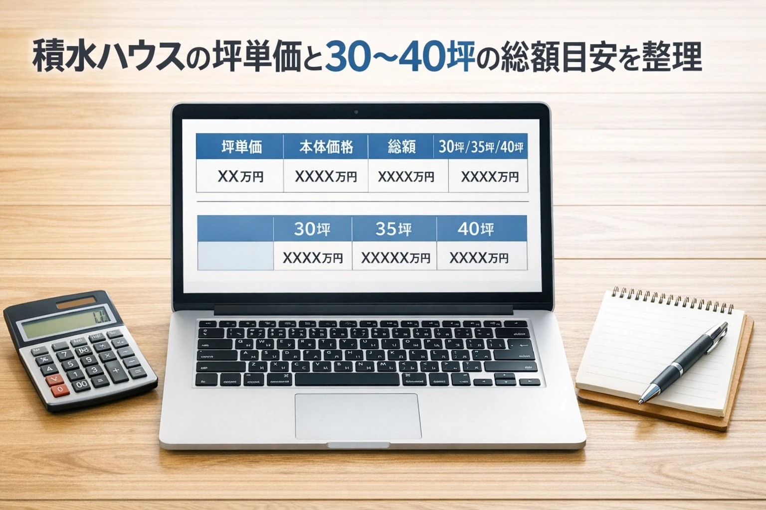 積水ハウスの坪単価と30〜40坪の総額目安を整理するイメージ