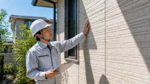 外壁塗装業者が積水ハウスを点検している様子