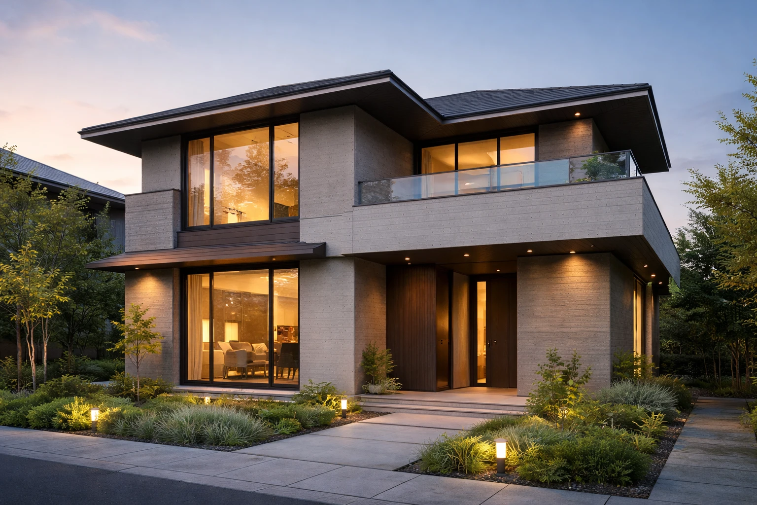 積水ハウス シンプルモダン外観 グレー系ダインコンクリート事例