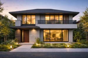 水平ラインを強調したシンプルモダンな積水ハウス外観イメージ