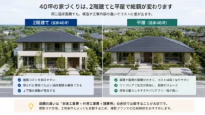 積水ハウス40坪・2階建てと平屋の比較イメージ