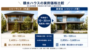 積水ハウス シャーウッド（木造）と鉄骨造の実例価格比較