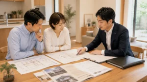 見積もり前に図面や書類を確認する相談風景