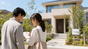 住宅展示場を見学する前に準備する夫婦のイメージ