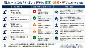 積水ハウスの「やばい」評判を事実・誤解・デマに分けた比較表