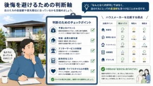 積水ハウスを正しく判断するためのチェックポイントイメージ