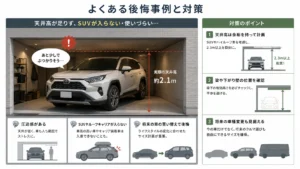 ビルトインガレージで天井高が足りない後悔事例とサイズ計画のポイント