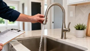 水回りの通水など設備を実際に動かして確認するイメージ