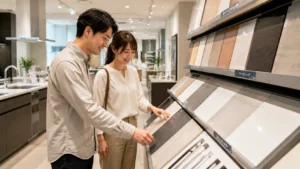 積水ハウスキッチンショールームで確認する夫婦のイメージ