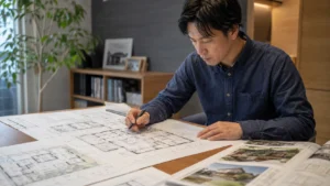 着工合意の前に図面や仕様を最終確認するイメージ