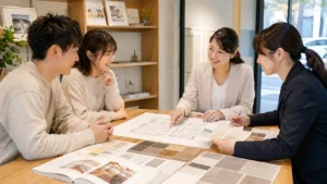 設計士やインテリアコーディネーターと打ち合わせする様子のイメージ