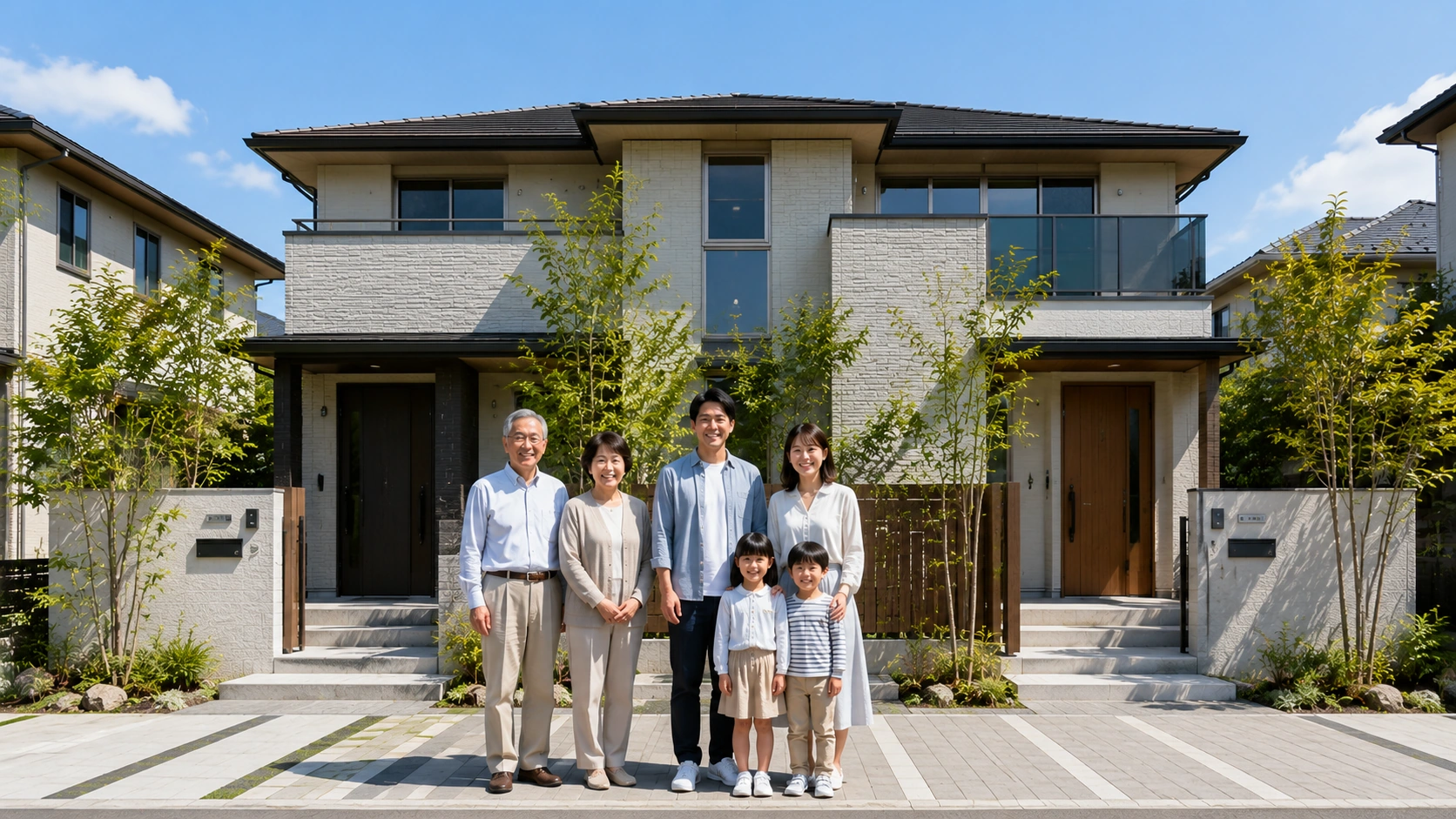積水ハウスの二世帯住宅イメージ・二世代家族と完全分離型の外観