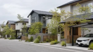 まちなみガイドラインに沿った外構と植栽のイメージ