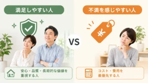 積水ハウスリフォームで満足しやすい人と不満を感じやすい人の比較イメージ