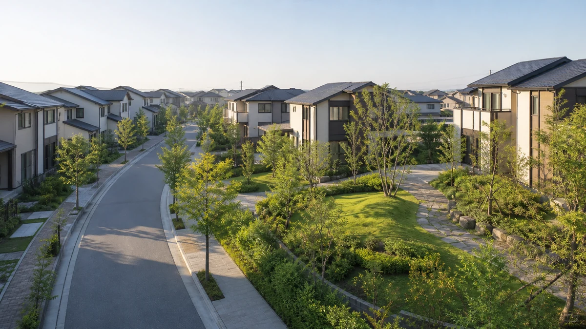 統一感のある分譲住宅街をイメージする写真