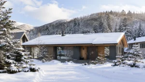 北海道の平屋住宅と積雪をイメージする写真