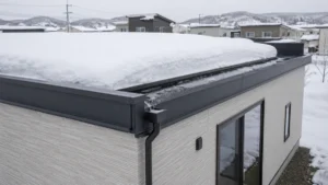 北海道の無落雪屋根と積雪をイメージする写真