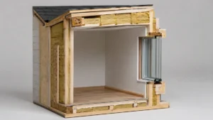 木造住宅を面で支えるモノコック構造をイメージする模型