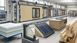 住宅部材の工場生産と内製化をイメージする写真