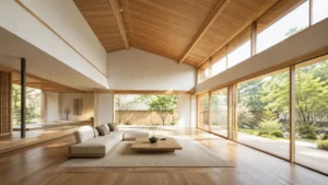 天井高を生かした開放感のあるリビング空間のイメージ