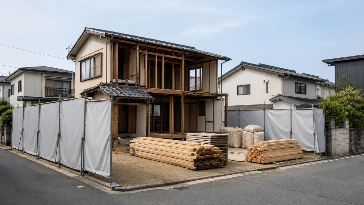 戸建て住宅の解体工事と建て替え準備を表したイメージ