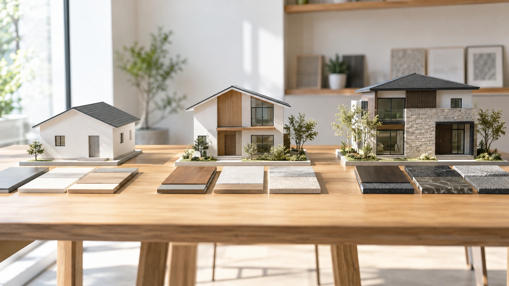 商品グレード別の住宅模型を比較したイメージ
