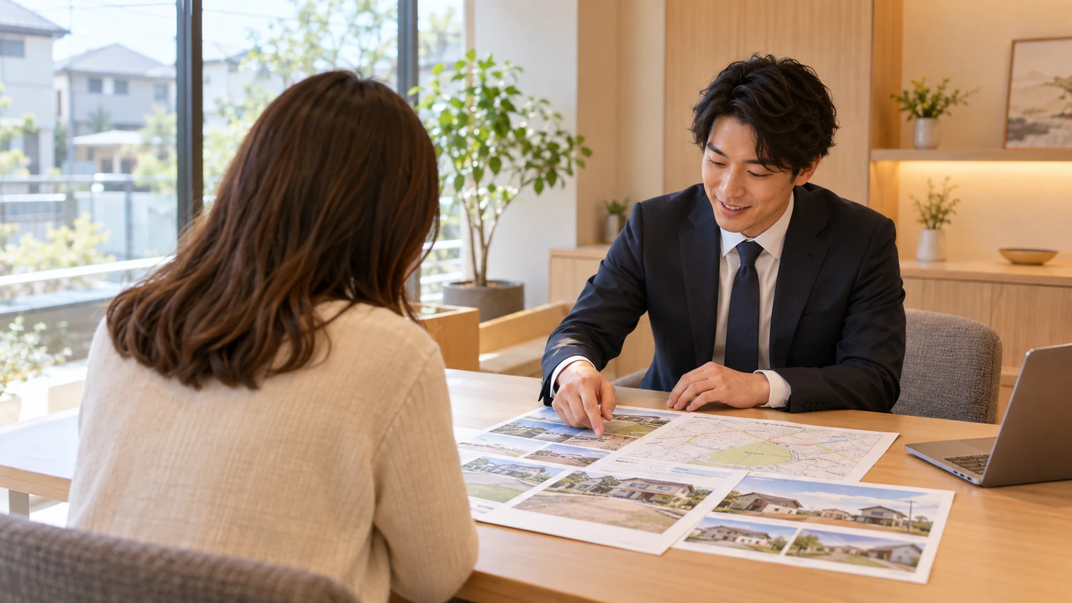 積水ハウス不動産の窓口で土地探しを相談する後ろ姿のイメージ