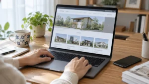 住宅メーカーの公式サイトで商品ラインナップを確認する様子をイメージする写真