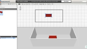 Sweet Home 3Dで壁と家具を配置した2D・3D操作画面